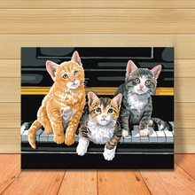 Молека DIY масляная живопись по номерам Kit фортепиано милый кот животных акриловая живопись на холсте Home Decor Wall работа для гостиная