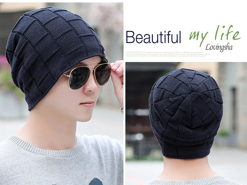 LOVINGSHA женская зимняя шапка Кепка вязаные Skullies Искусственный Мех теплая мешковатая вязаная шапка леди широкий берет-Боб шапки Мужские шапки AHT03