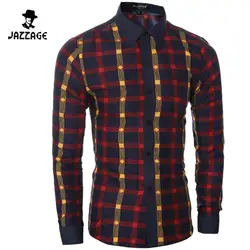 Camisa masculina тонкий моды Для мужчин 2018 бренд Для мужчин Повседневное с длинными рукавами CHEMISE Homme Рубашки в клетку хлопок Для мужчин Размеры xxl 098