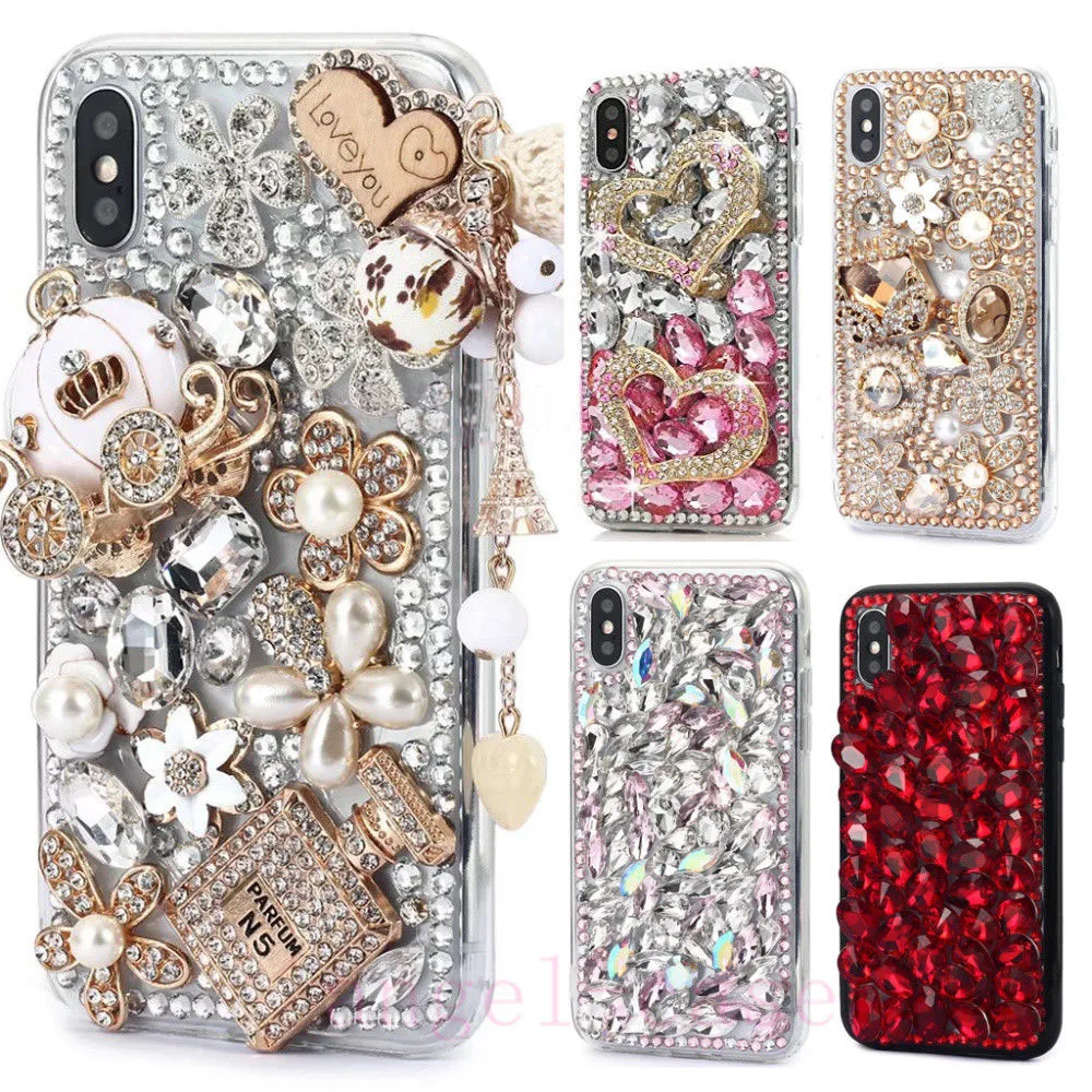 

New Rhinestone Cover Case For XR Xs Max Bling Shell Soft Edge Phone Jewelled Cases For iPhone 6 6S 7 8 Plus Galaxy S10 S9 S8 S7