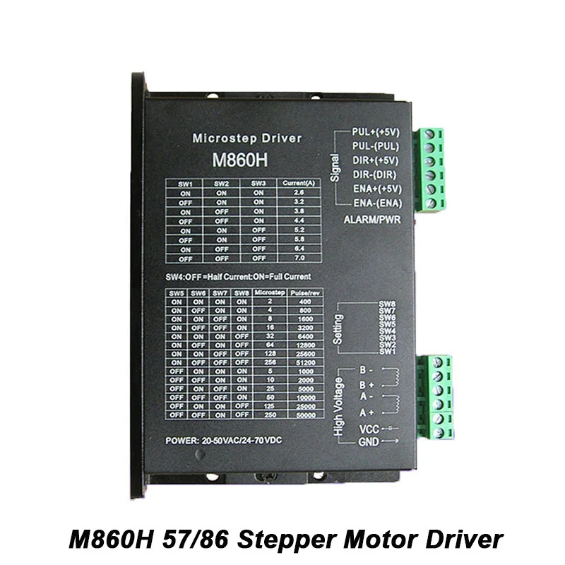 

256 Subdivision Stepper Motor Driver AC / DC Universal M860H 7A Two Phase Hybrid Stepper Motor Driver For CNC