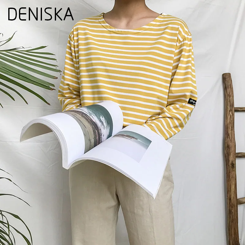 DENISKA 6 Цвета 2017 Осень Корейский Стиль Полосой Конфеты Цвет Длинные Обрезанные