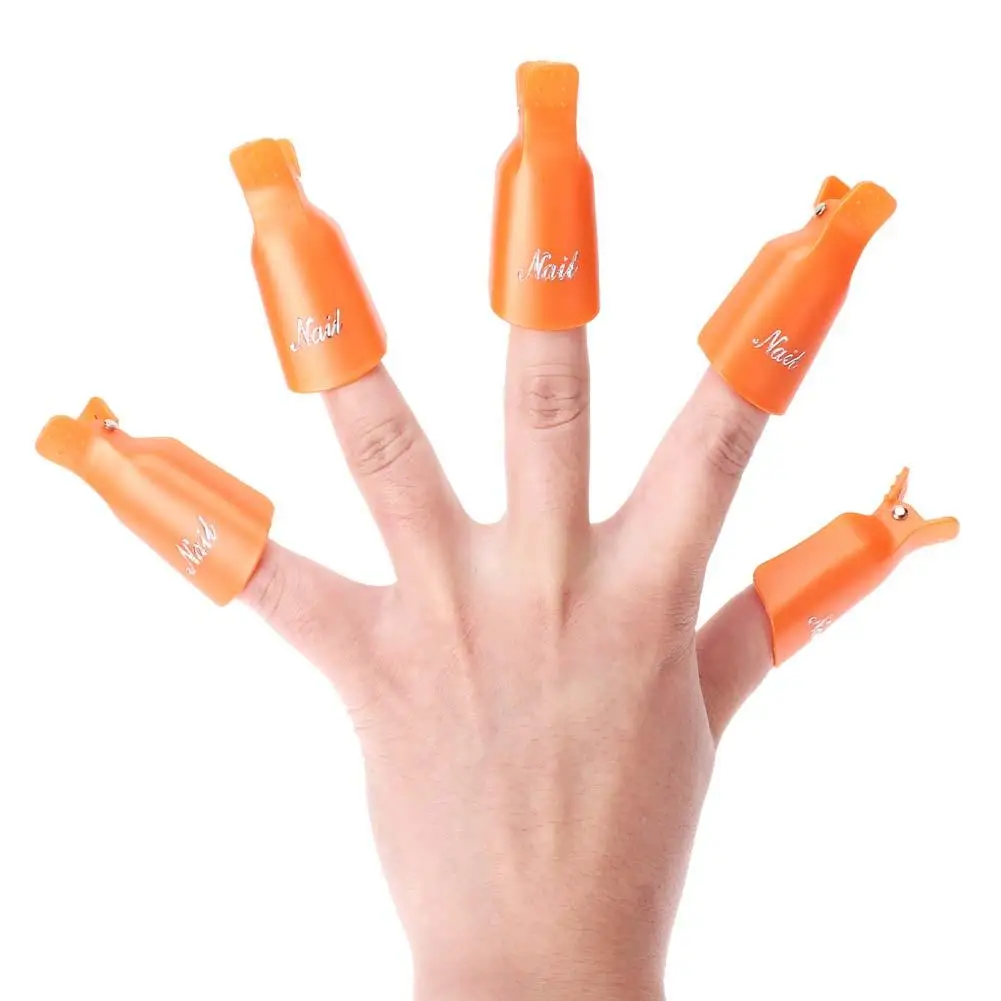 10 Fahion пластиковый лак для ногтей УФ-гель для снятия лака замочить от крышки клип обертывание+ штамп-инструмент для дизайна ногтей