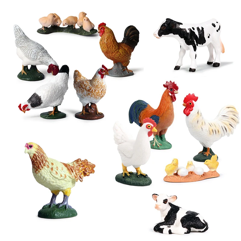 24 Style Classic Poultry Animal Simulation Mini Model PVC Chicken Swan Duck Furniture Decoration Educational Toy For Kid Gift F3