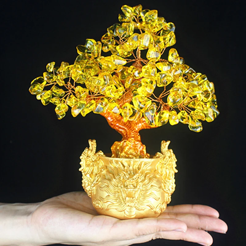 5 colors 1pc Feng Shui Money Lucky Rich Tree Craft Natural Crystal Office Home Room Decor