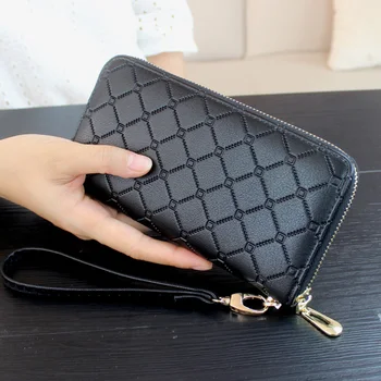 

2017 spring new Ms. Lu wallet, Korean version of long zipper bag, men's hand bag, mobile phone bag, retro Wallet