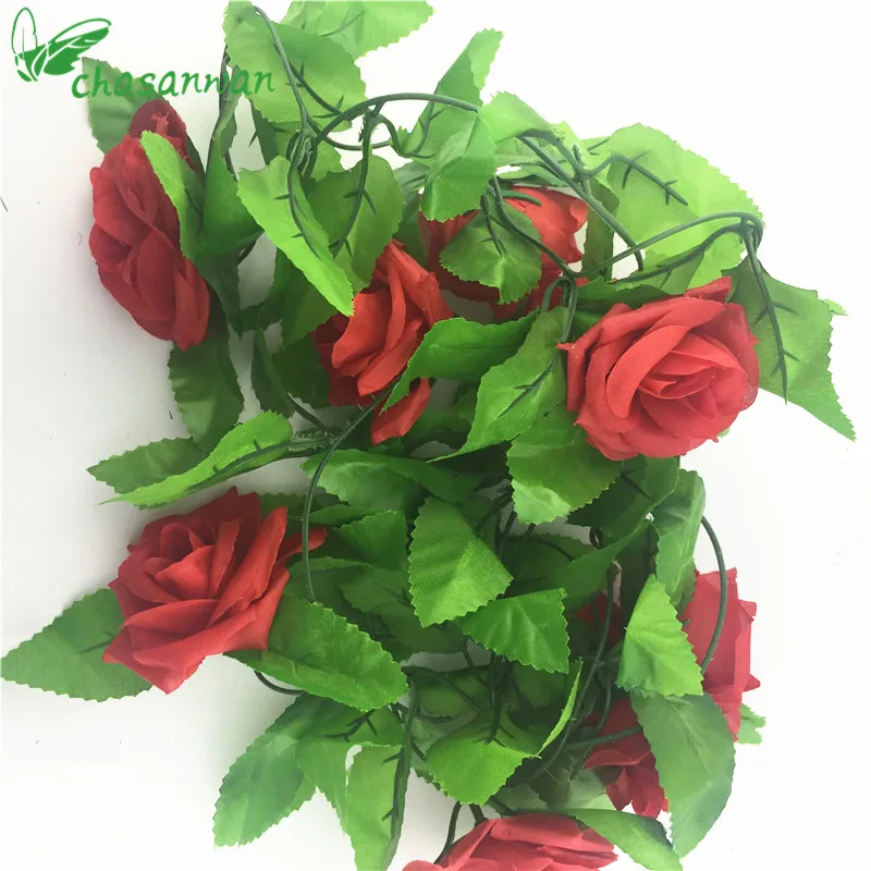Hot 2.5m Artificial Flowers ivy Roses Silk Flowers Garland DIY Flowers for Wedding Garden Home Decor Accessories Flower vine.L Hot 2.5m Artificial Flowers ivy Roses Silk Flowers Garland DIY Flowers for Wedding Garden Home Decor Accessories Flower vine.L