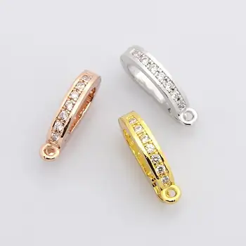 

Brass Micro Pave Cubic Zirconia Shortener Clasps, Twister Clasps, Lead Free & Nickel Free & Cadmium Free, Mixed Color, 15x8x2mm