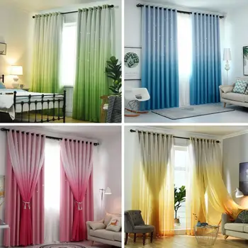 

Polyester Gradient Colors High Shading Curtain Tulle Curtain Sheer Kitchen Bedroom Window