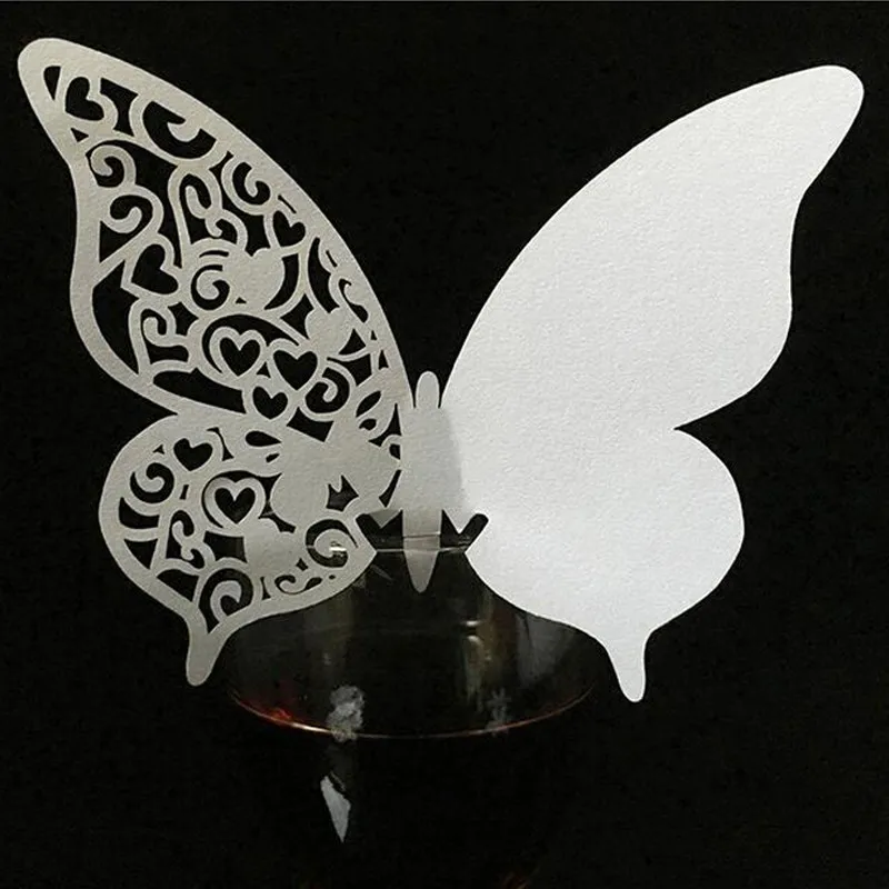 10 Colos 50pcs Butterfly Laser Cut Table Mark Wine Glass Name Place Cards Wedding Birthday Baby Shower Event & Party Supplies (2)