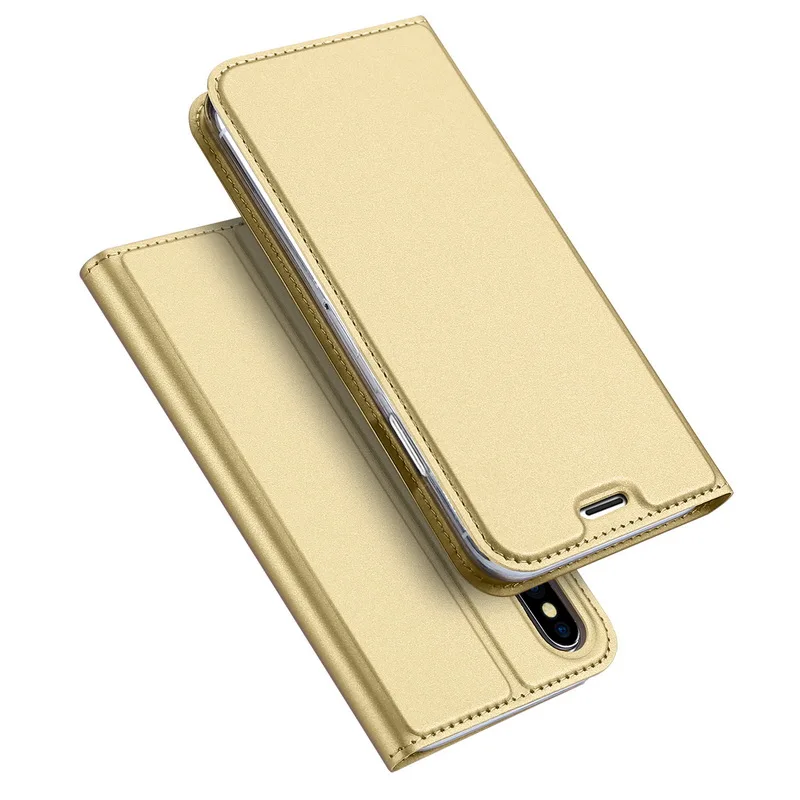 Модный флип-кожаный чехол для телефона для iPhone 7, 6, 6 S, 8 Plus, чехол-книжка, стильный держатель для карт, чехол-подставка для iPhone X, XR, XS, Max, Coque - Цвет: Gold