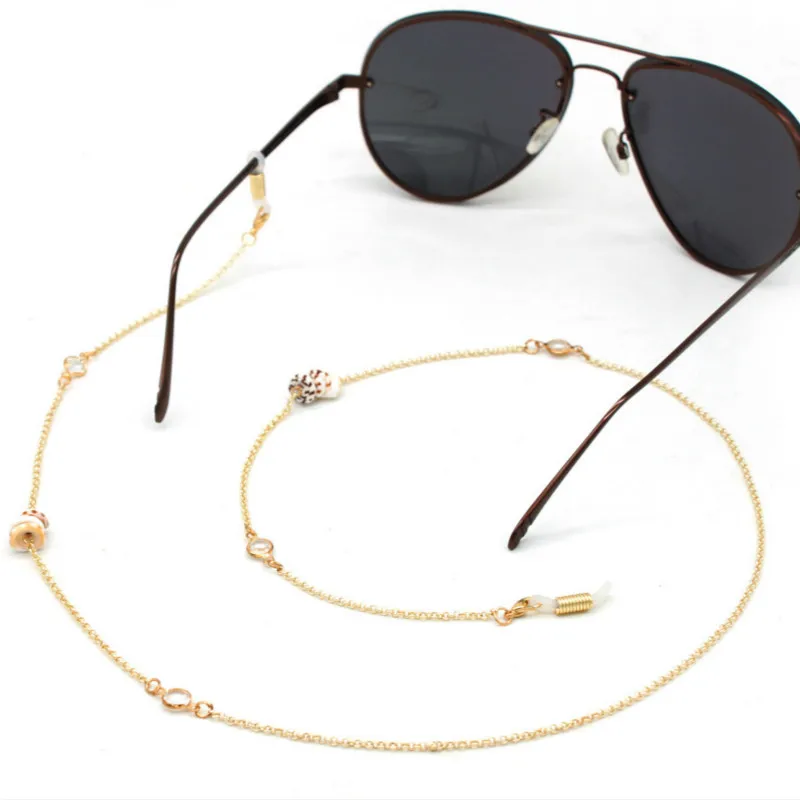 Новинка, натуральные маленькие стеклянные цепочки es в форме раковины, женские солнцезащитные очки es, шнурок, ожерелье, очки с цепочкой, держатель шнура для стекла для чтения
