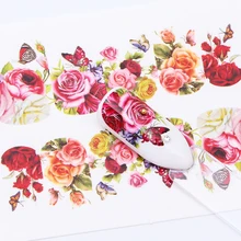 1 шт переводные наклейки для ногтей Фламинго Цветочные животные кошка Переводные Слайдеры для ногтей Аксессуары для маникюра JIWG294-2128