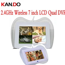 Дисплей с одновременным воспроизведением изображения от четырех видеокамер 2,4 ГГц Беспроводной " ЖК-дисплей приемник монитора DVR Поддержка SD карта видео Запись Беспроводной cctv камера ресивер дисплея