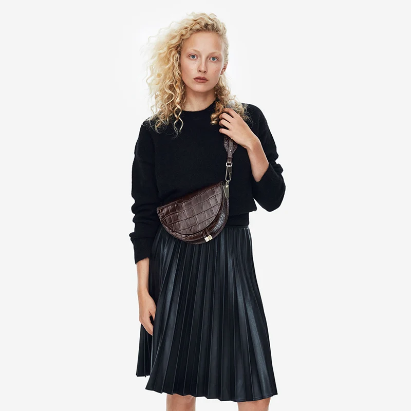 Saddle bag animal print alligator leather bag round handbag women vintage half moon bags 2019 new ins fashion drop shipping Saddle bag animal print alligator leather bag round handbag women vintage half moon bags 2019 new ins fashion drop shipping