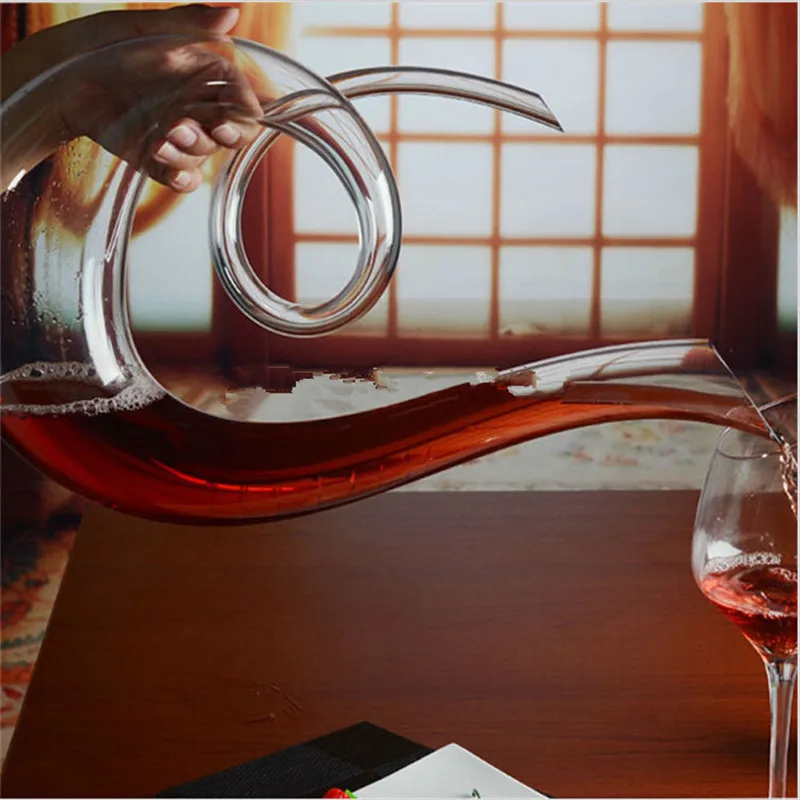 Handmade Crystal Red Wine Pourer Glass Decanter Brandy Decant Set Jug