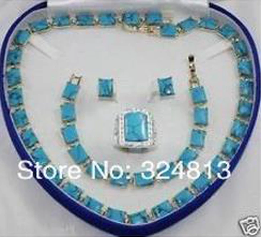 Новые свадебные женские ювелирные изделия ожерелье браслет кольцо серьги набор дамы AA265