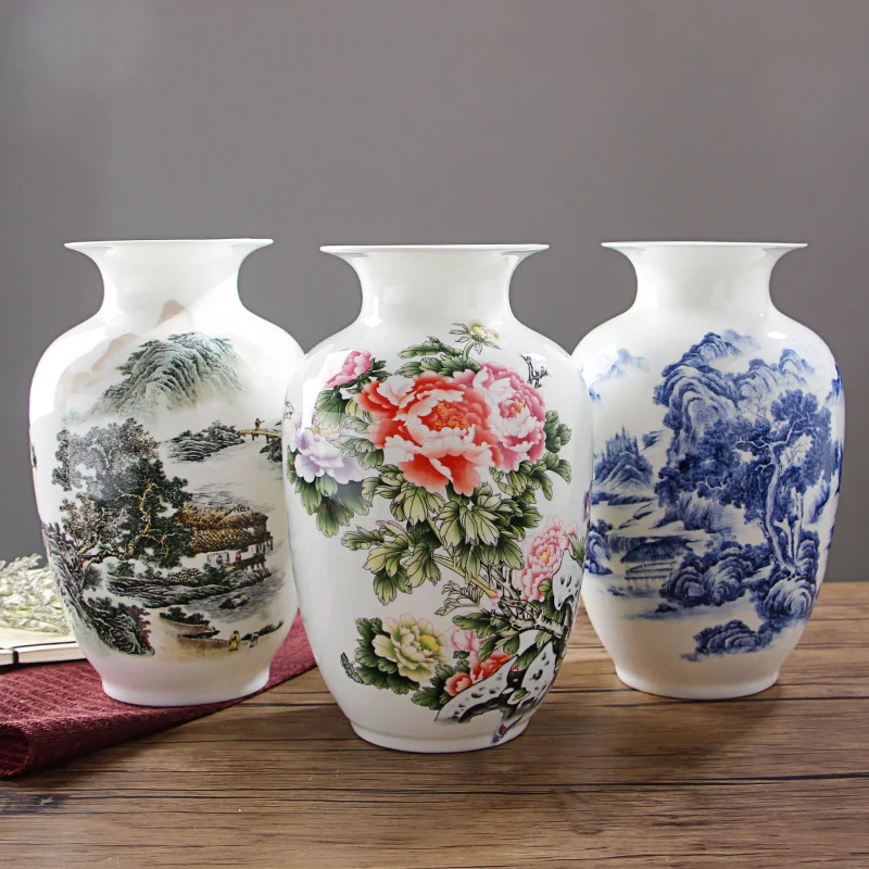 Китайская Ваза Jingdezhen с изысканными костяшками старинная фотография рисунком