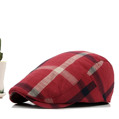 Классические Стильные клетчатые береты Englad, кепка s для мужчин и женщин, Повседневная Спортивная Кепка унисекс, хлопковые береты, шапки Boina Casquette, плоская кепка - Цвет: Red
