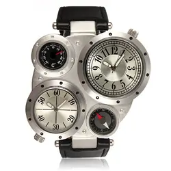 Ycys-часы-браслет Военная Униформа спортивный 2 Часовой пояс большие кварцевые Для мужчин циферблат