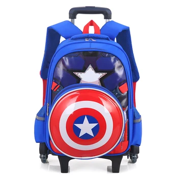 

INFEYLAY Climb the stairs Captain America luggage 3D child cartoon school bag students rolling suitcase Children travel backpack