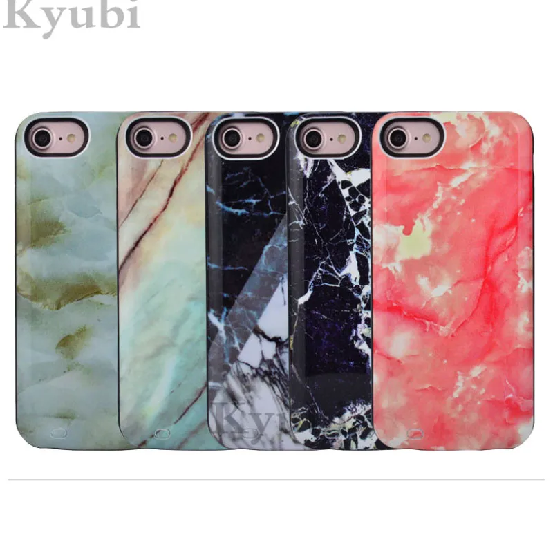 

3000mah marble tempered charger case for iphone 6 6s 7 8 external portable wireless battery charging cover for iphone 6 6s 7 8