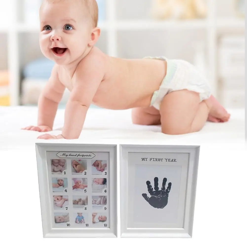 

Baby Handprint Footprint Photo Frame Kit For Newborn Boys Girls Clean Touch Ink Pad Decoration Commemoration Kids Collection