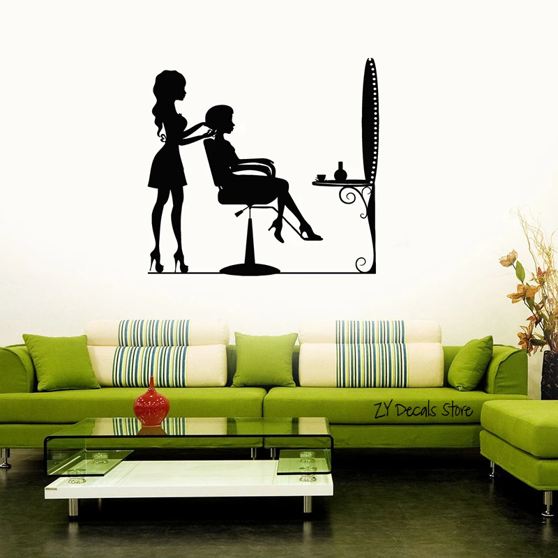 Beauty Salon Wall Decals Hair Salon Hairdresser Barber Vinyl Wall Sticker Nail Stickers Decor