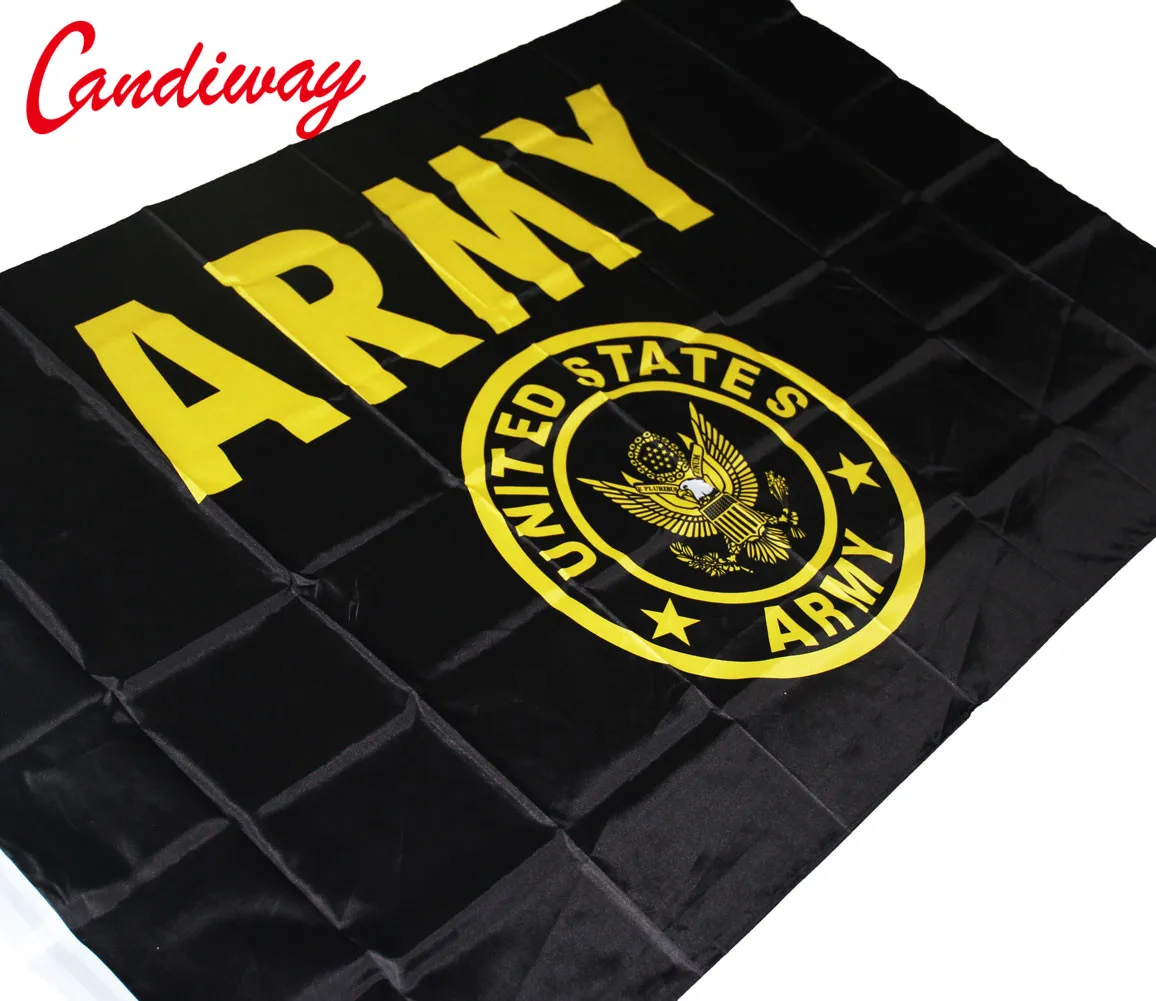 

90*150cm US Army Seal Crest Black and Gold Flag 3'x5' Banner Brass Grommets Premium United States Festival/Home Decoration