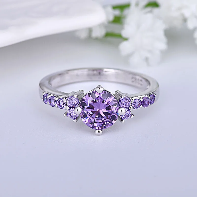 ZN Rings for Women crystal rings engagement rings zircon rings stone rings fashion rings wedding rings finger rings Purple AAA Zircon Jewelry Engagement Wedding Ring Gift Size 6 7 8 9 10