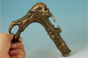 

Gothic copper Bronze Handmade Casting Devil Skull Statue Walking Stick Head