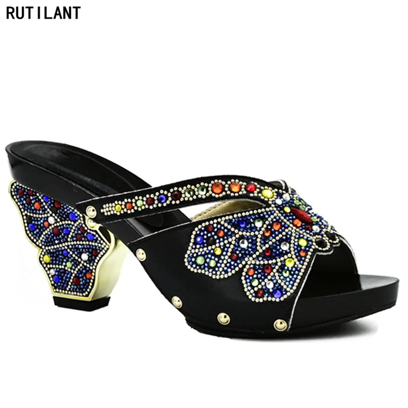 

New Arrival Black Women Shoes Elegant Italian Women Sandals Shoe for Party African Wedding Slip on High Heels Women Pumps Shoes