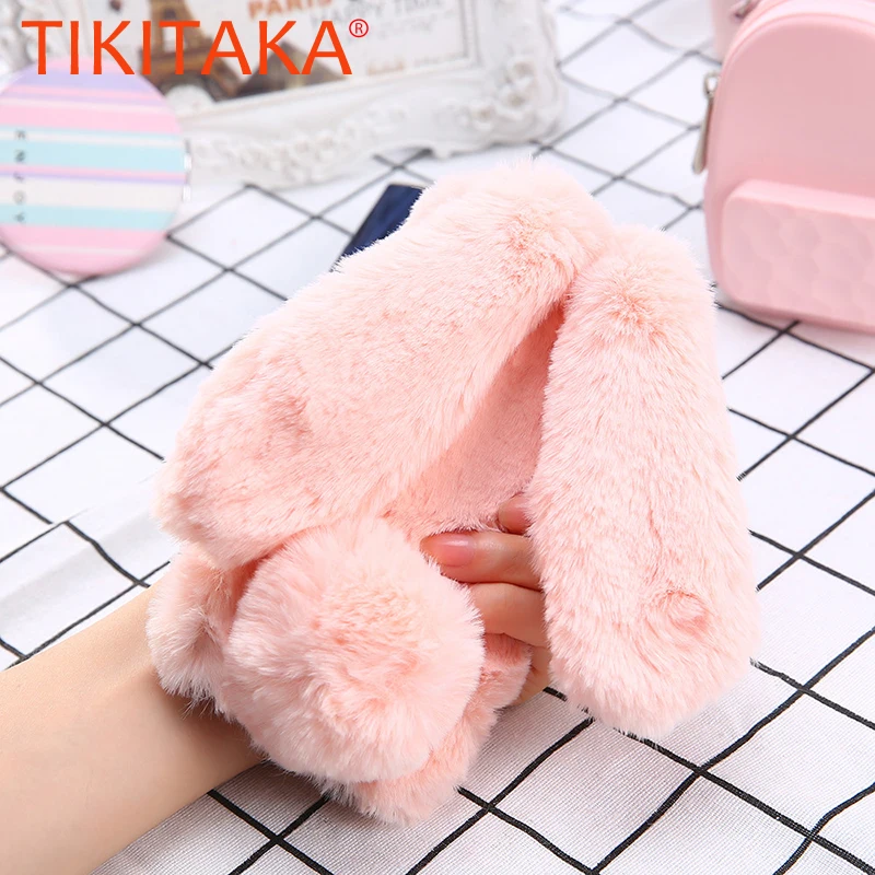 Fluffy Winter Soft Rabbit Hair Phone Case For iphone 6 6s 7 8 Plus