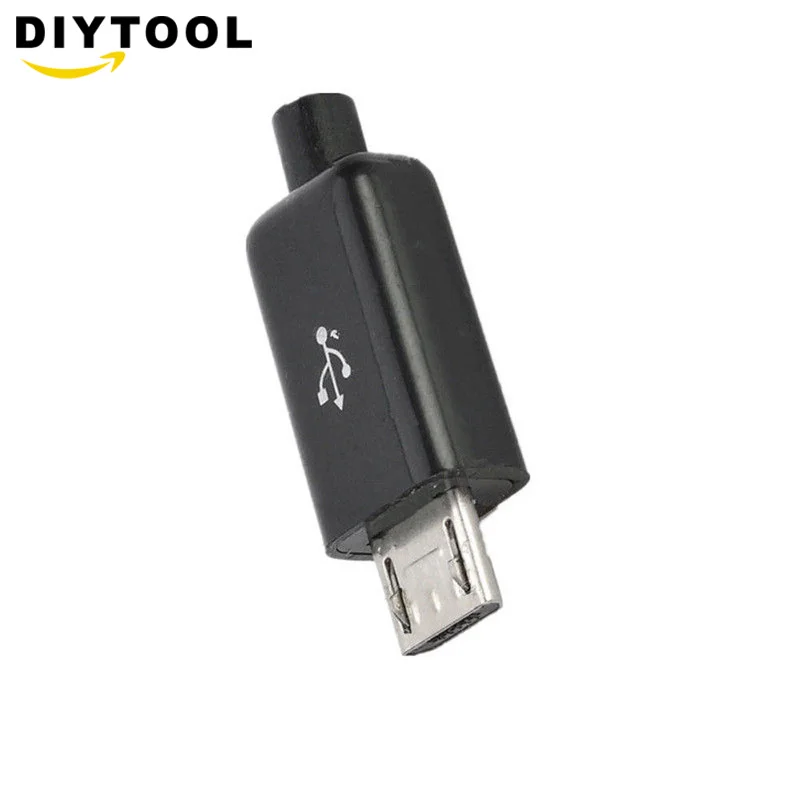 

10pcs 4 in 1 DIY Micro USB Welding Type Male 5 Pin Plug Connector w/Plastic Cover white/black Charging Socket