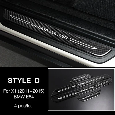 Аксессуары, накладки на пороги, защитные накладки из углеродного волокна для bmw E70 E71 E84 F15 X1 X5 X6, автомобильный стиль - Название цвета: Style D