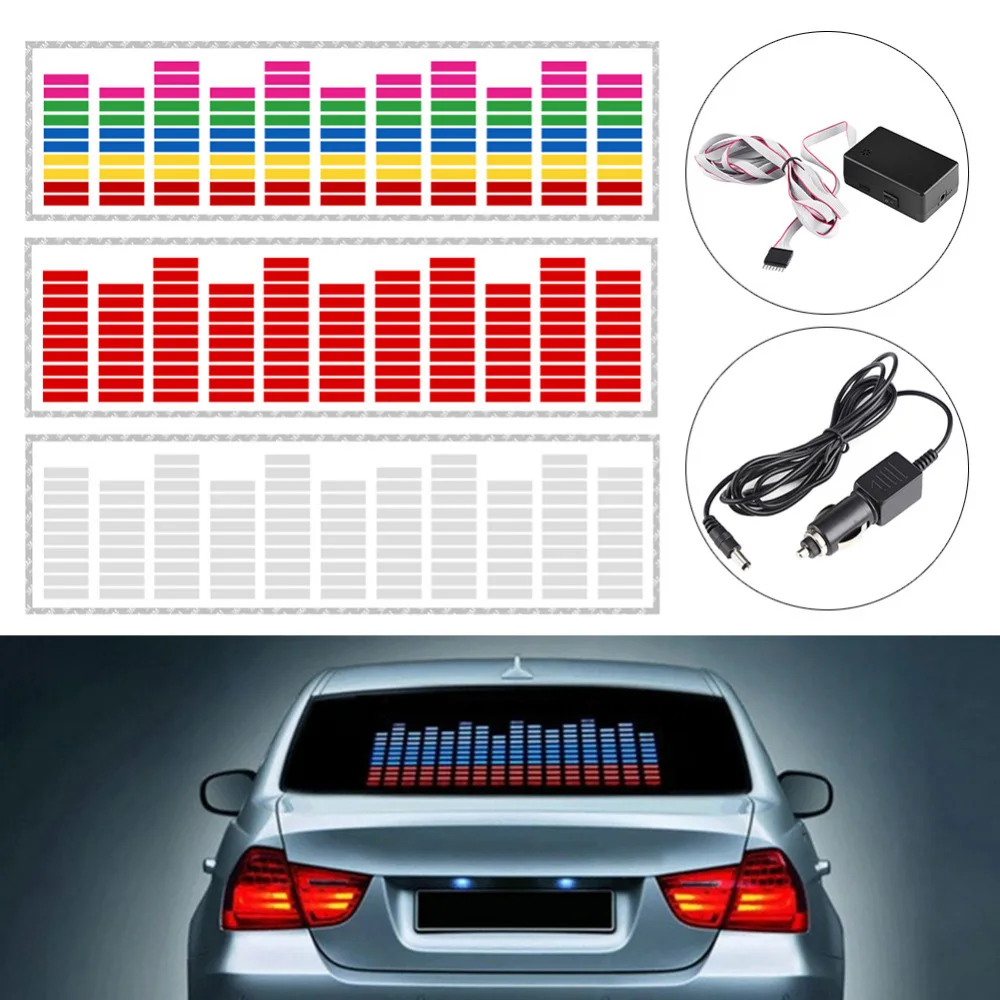 

45 x 11cm Car Sticker 12V LED Music Rhythm Sound Control Light Sound Activated Multi-Color LED Sticker Car-Styling