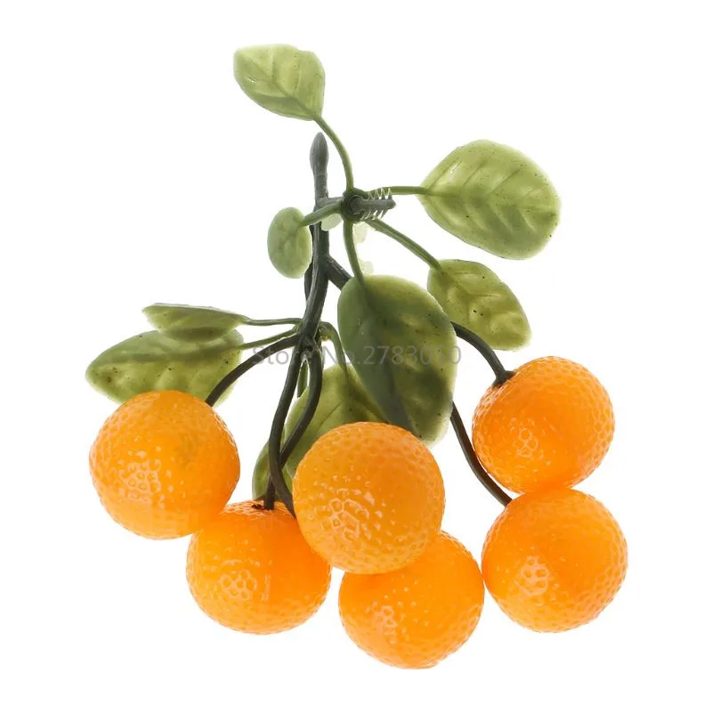 Пластиковые искусственные мини 6 искусственные фрукты, растительные струнные модели для дома, кухни, вечерние, декоративные реквизиты для обучения и фотосессии, для обучения детей - Цвет: Orange
