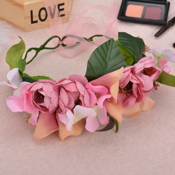

12pcs Peony Flower Headband flower crown for bridesmaid Garland Floral Crown Handmade bride flower crown rose headband Accessory