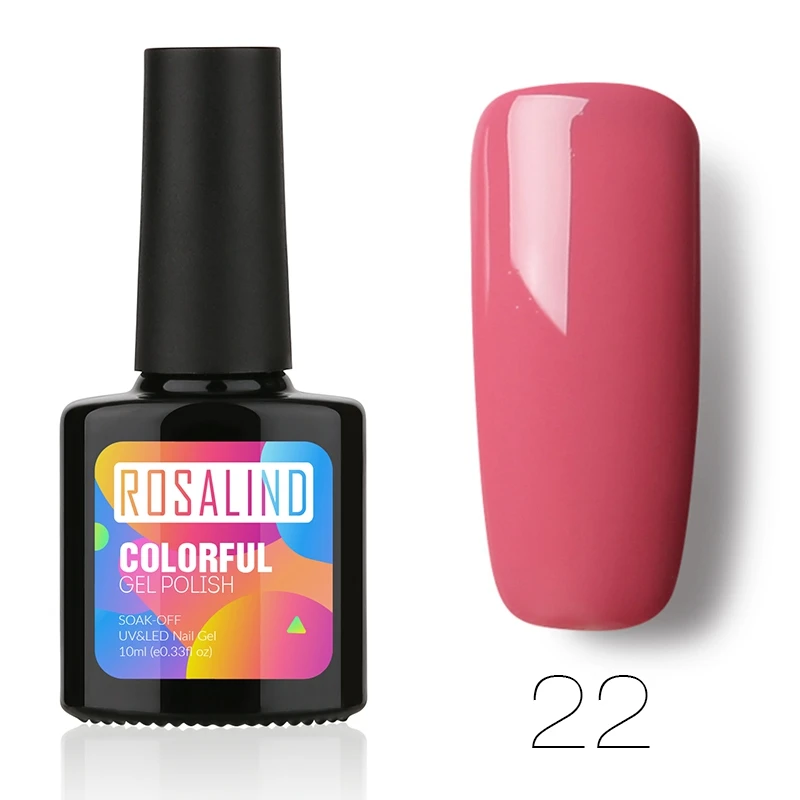 ROSALIND, 10 мл, цветной Цветной Гель-лак, профессиональный, замачиваемый, УФ светодиодный набор с блестками для маникюра, Полупостоянный лак для ногтей - Цвет: RB22