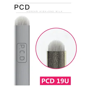

100 Pcs Tattoo Needles, Copper PCD Permanent Eyebrow Makeup Manual Tattoo Bevel Blades Arc 19 pin Needles