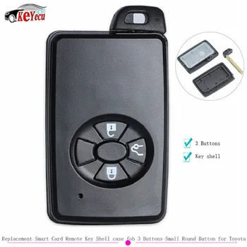 

KEYECU 3PCS Replacement Smart Card Remote Key Shell case fob 3 Buttons Small Round Button for Toyota without internal components