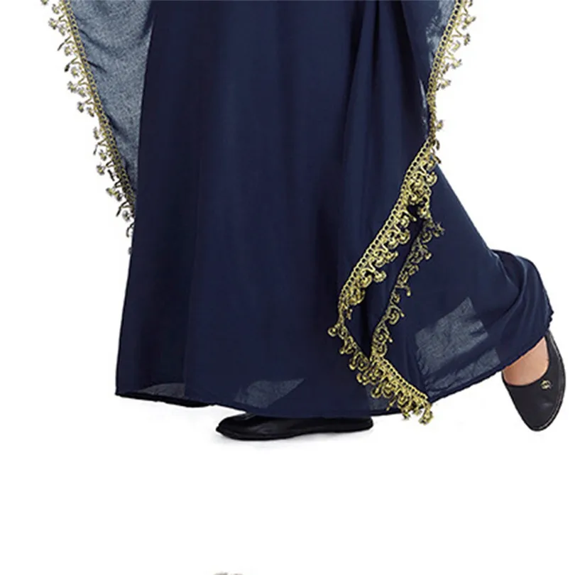 New Summer Women Elegant Embroidery Islamic Muslim Kaftan Abaya Lace Long Sleeve Maxi Dress Abaya Robe Kaftan Dubai #4F08 (3)