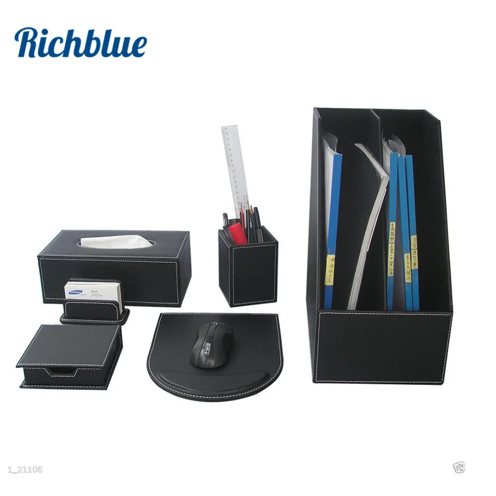 

6Pcs /Set Office & File Stationery Desk Organizer Pen Holder Box Note Case Tissue Box Card Stand T92