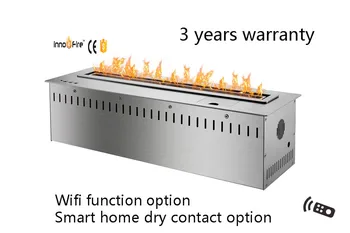 

24 inch intelligent wifi modern black and silver auto ethanol fireplace with remote control