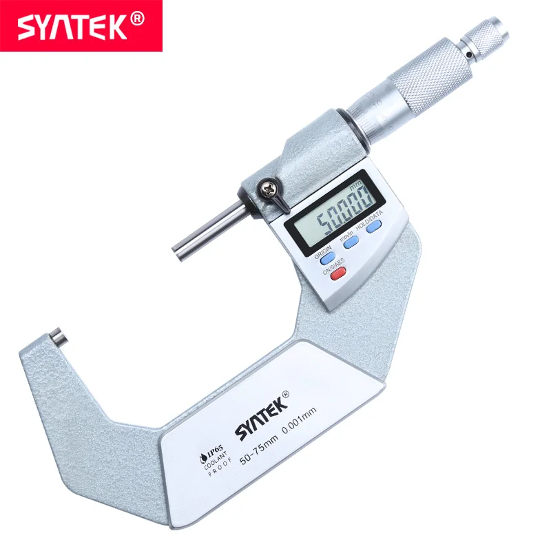 

Syntek 50-75mm IP65 Oil Waterproof Electronic Digital Micrometer 0.001mm ABS Caliper Thickness Gauge Meter Carbide Tip Measure