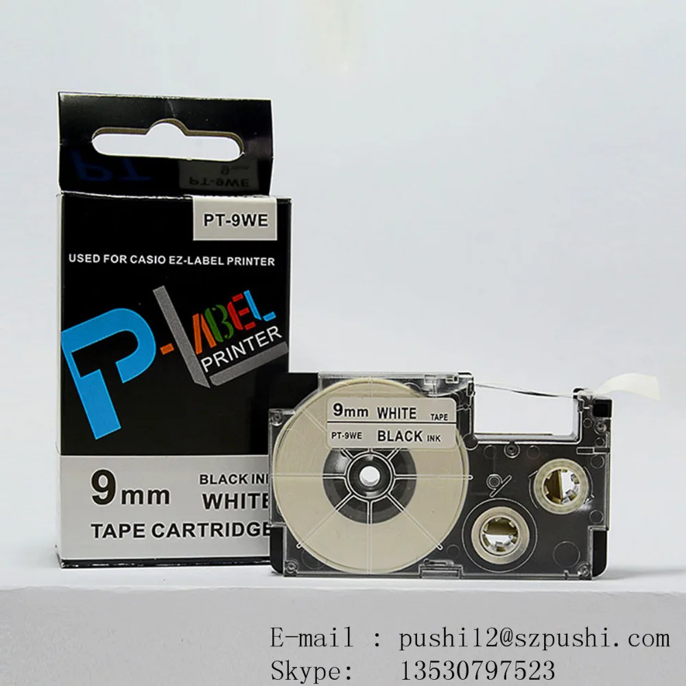 

10PCS/Lot 9mm black on white PT-9WE XR-9WE1 for casio label maker EZ Label