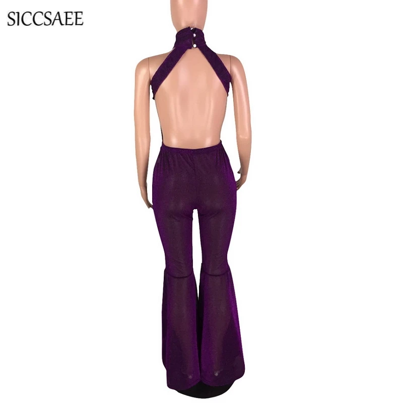 purple bell bottom jumpsuit