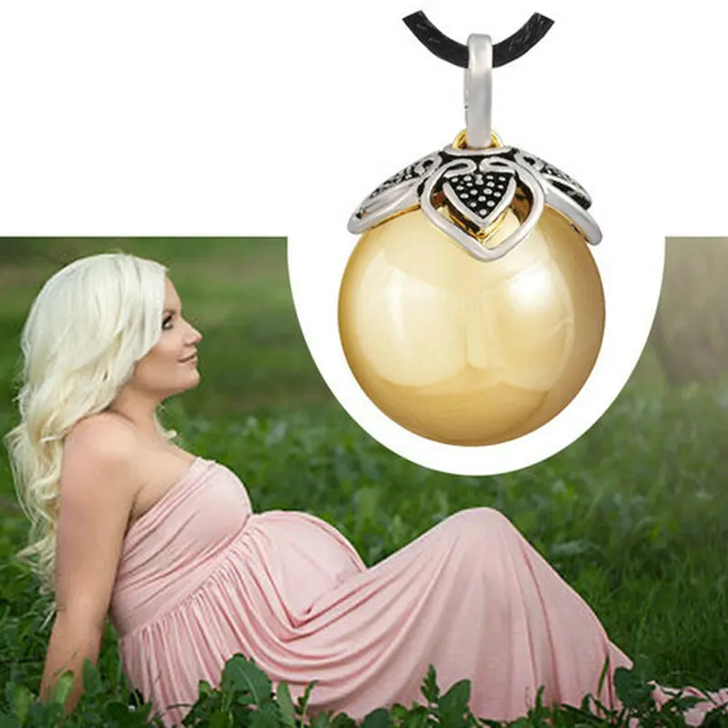 Baby Handprint Double Hearts Stars And Moon Pattern Mexican Bola Harmony Pregnancy Pendant Maternity Ball Angel Necklace 4