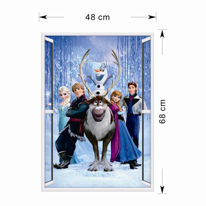 Мультфильм Олаф Sven Kristoff Hans Prince Anna Elsa Princess 3d наклейки на стены окна украшение дома замороженная роспись искусство детская переводная бумага