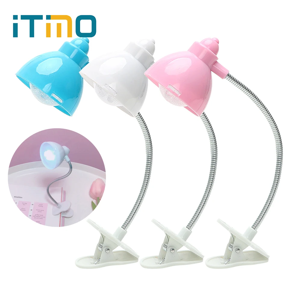 

ITimo LED Book Light Clip-on Reading Lamps Cute Night Light Study Lamp With Button Battery Mini Portable Flexible Adjustable